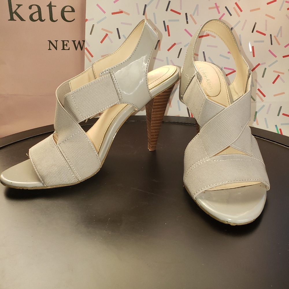 Calvin Klein light Grey/ Silver Sandals Heels